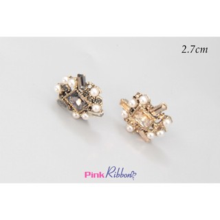 Charm đá 2 màu đen và hổ phách phụ kiện thời trang, gắn lên phụ kiện tóc, làm phụ kiện nơ bờm kẹp tóc, DIY