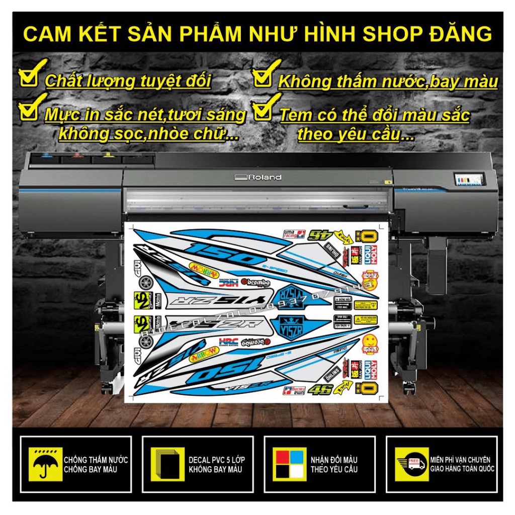 {SÀI GÒN-FREE SHIP] TEM RỜI EXCITER 150 Y15ZR PHỐI XANH NGỌC