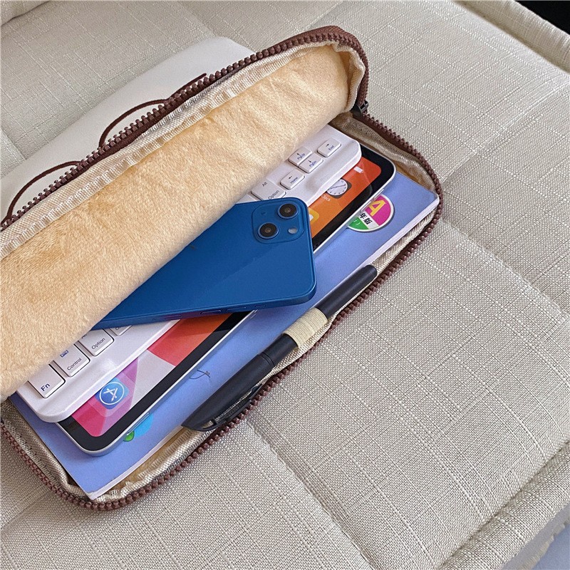 Túi Đựng Laptop / Máy Tính Bảng Thêu Hình Động Vật Dễ Thương Phong Cách Hàn Quốc Cho 10 11 13 inches