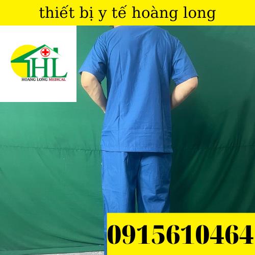 Bộ scrubs bác sĩ, quần áo y tế xanh cổ vịt đậm nam, nữ các size S M L XL