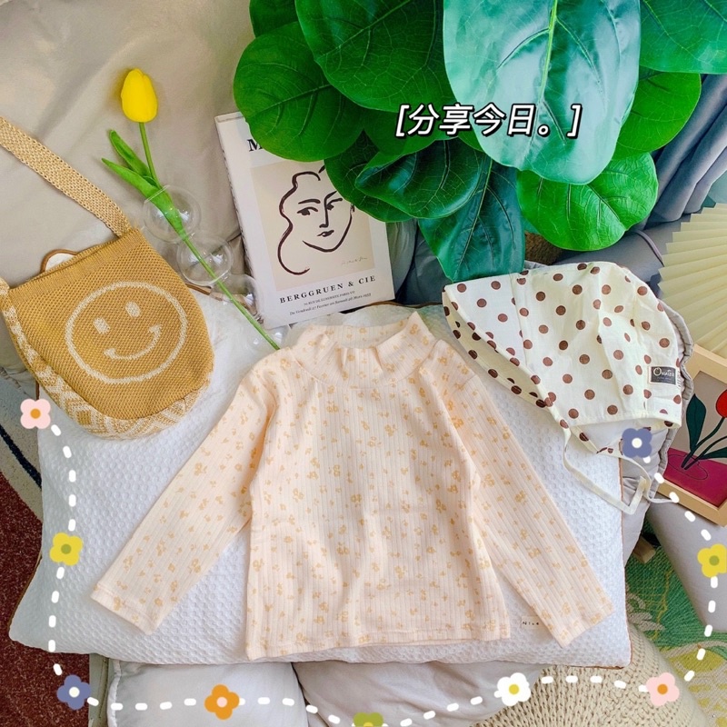 Áo thun dài tay bé gái len tăm siêu đáng yêu