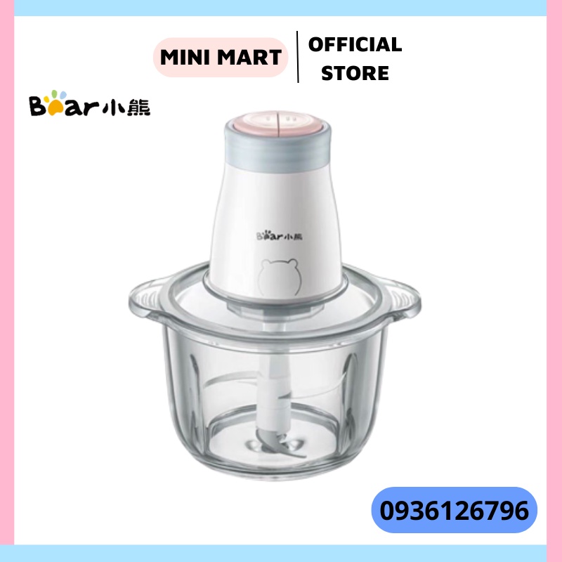 Máy xay thịt, xay rau củ quả Bear QSJ-B02Q1 dung tích 2L cối thuỷ tinh cao cấp - Bảo hành chính hãng 6 tháng