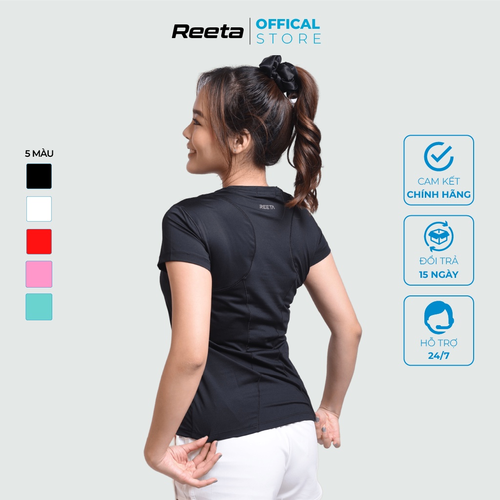 Áo thun thể thao nữ Reeta tập gym - yoga basic, cổ tròn thời trang nhiều màu sắc trendy - A1468
