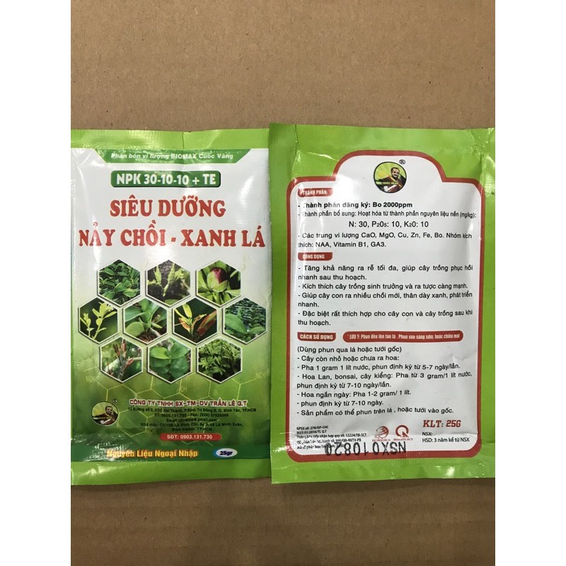 DƯỠNG CÂY - NẢY CHỒI - XANH LÁ GÓI 25gram 30-10-10