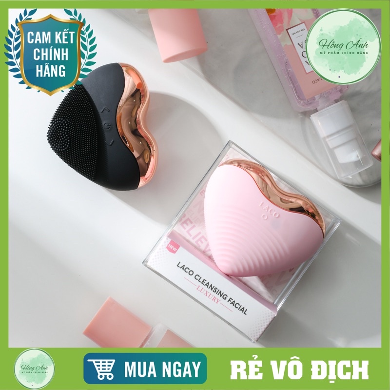 Máy rửa mặt LACO LUXURY chính hãng tích hợp 4 chức năng với đầu lông cọ kháng khuẩn siêu mềm Mua 1 Tặng 2