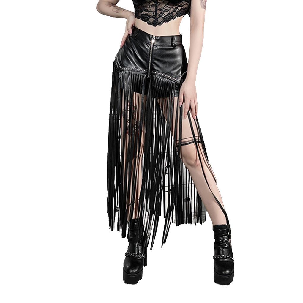 Chân Váy Tua Rua Lưng Cao Chất Liệu Polyester Hóa Trang Phong Cách Punk Quyến Rũ