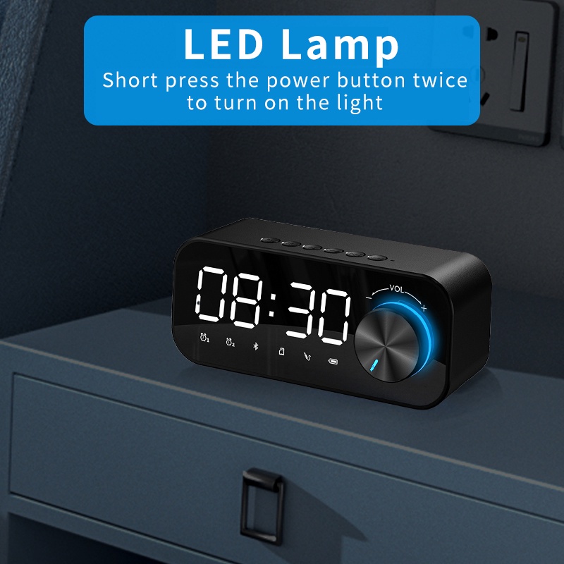Loa Bluetooth Mini Clock Speaker Đèn led siêu trầm