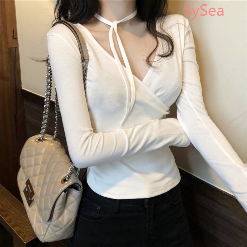 Áo Kiểu Tay Dài Cổ Chữ V Form Ôm Phong Cách Quyến Rũ