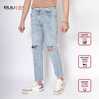 Quần Jean Nam Rách Gối Local Brand BULI Quần Bò Biker Xanh Cao Cấp Chống Bai Xù A262