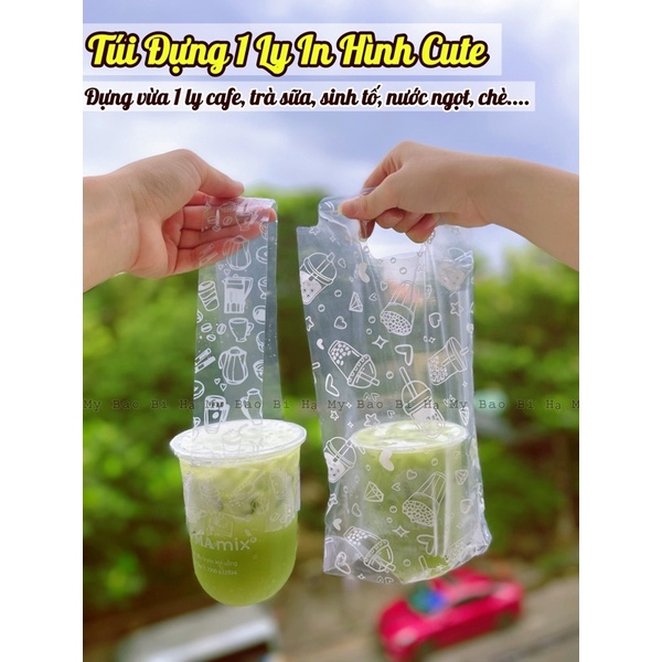 Túi Đựng Ly Trà Sữa In Hình Cute Hàng Cao Cấp