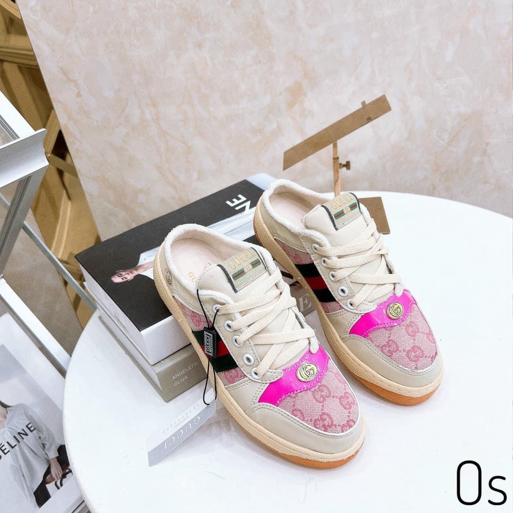 giày sục Gucci hồng Hót Trend 2022 Dễ Phối Đồ Cho Nữ Full Box Bill +Tặng dây