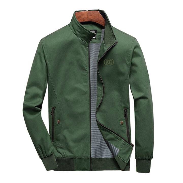 Áo khoác nam kaki FS 2 lớp lót dù mẫu trơn túi có khóa kéo.