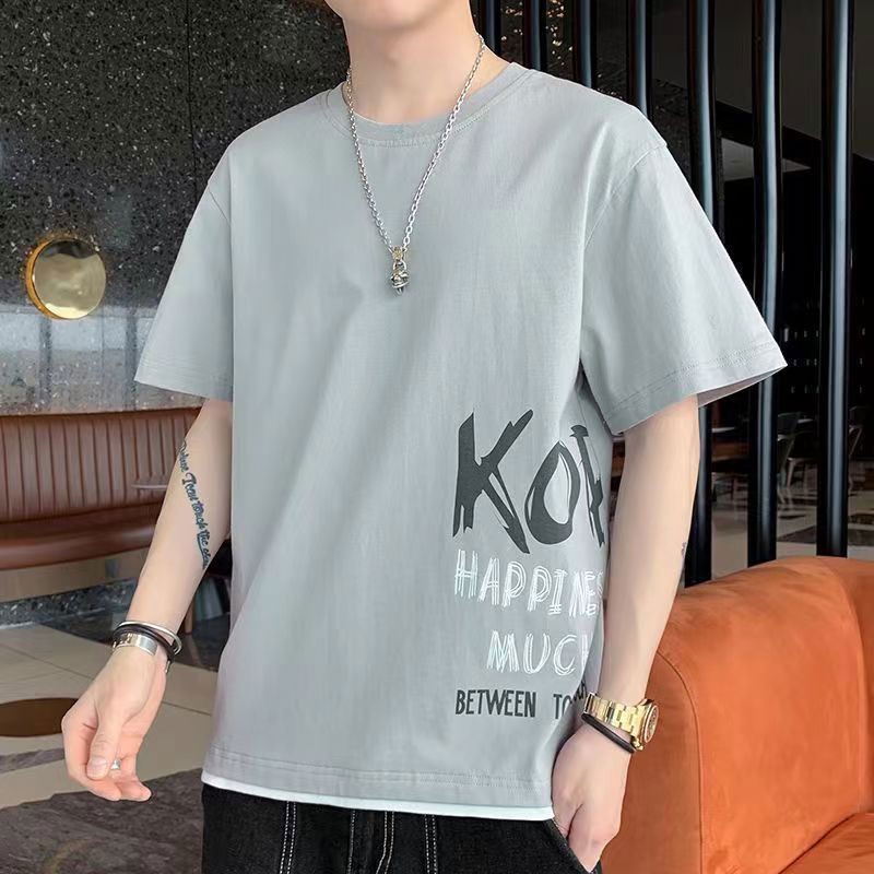 Áo Thun Tay Ngắn Dáng Rộng Vải Lụa Mát Thời Trang Hè Trẻ Trung Cho Nam