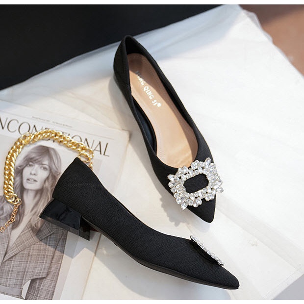 Giày búp bê phối nơ đính đá BIG SIZE _HÀNG CÓ SẴN SIZE