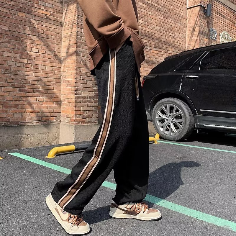 Quần Dáng Rộng Nam Nữ Họa Tiết Kẻ Sọc Đơn Giản quần tây nam Phong Cách Hàn Quốc Thời Trang quần ống suông