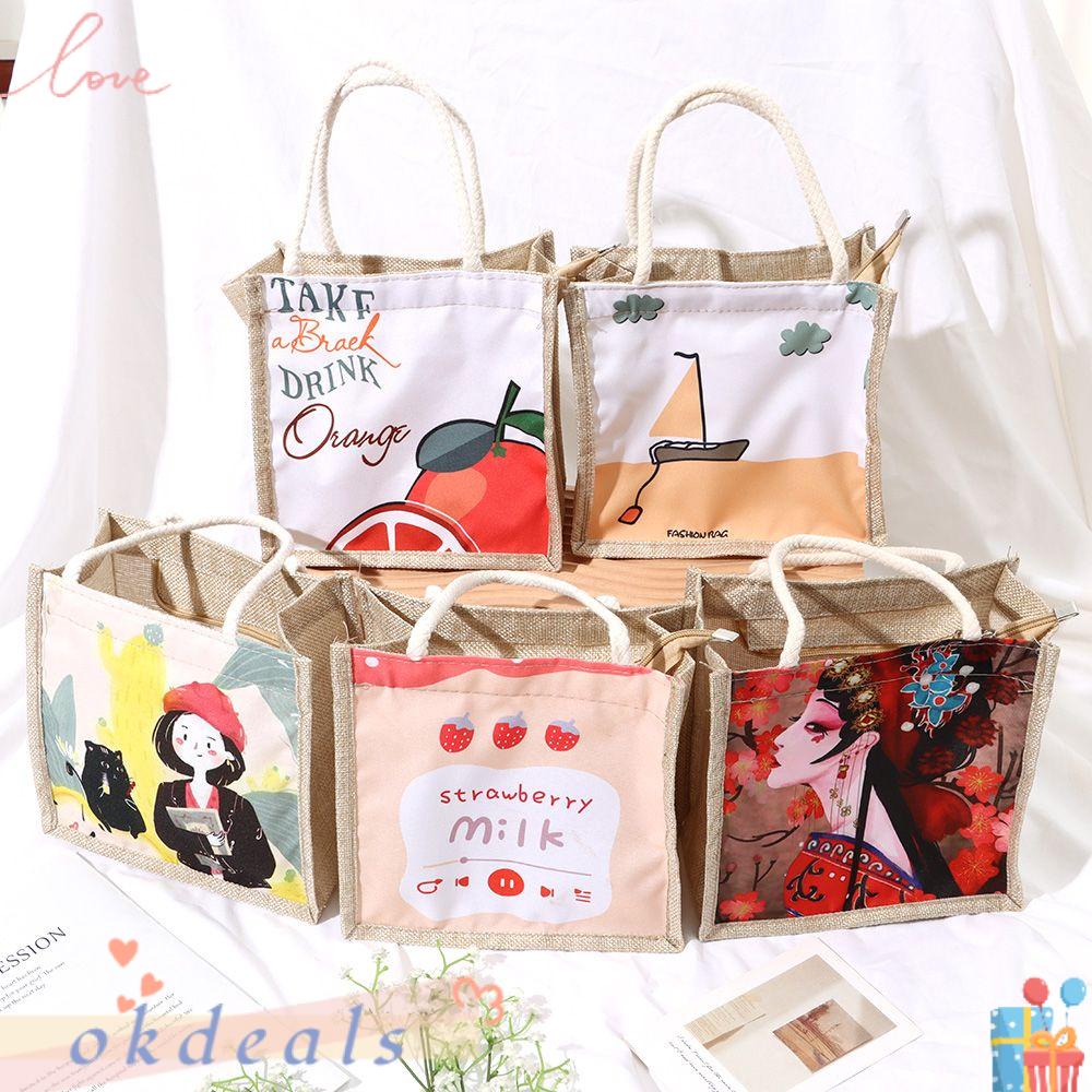 OKDEALS Women Canvas Handbag Creativity Ethnic Style Printed Casual Shopping