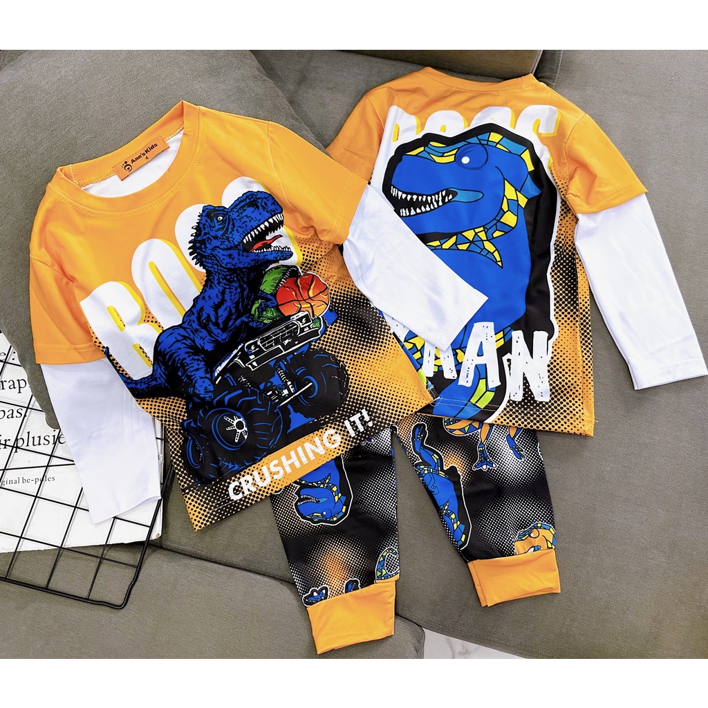 Bộ đồ dài thun lạnh họa tiết siêu nhân in 3D cho bé trai 11-22 kg DT74