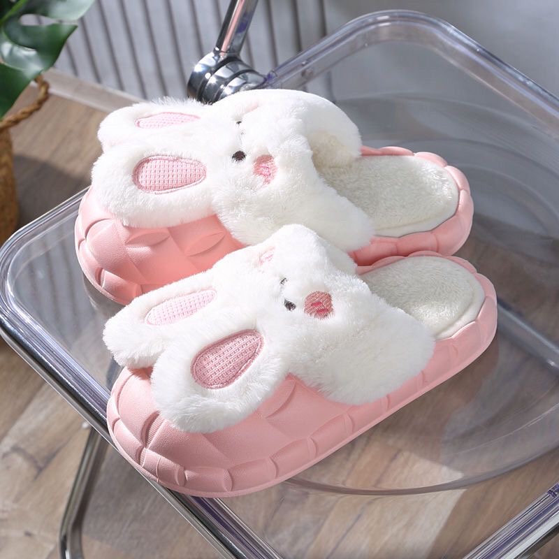 Dép bông TAI THỎ🌸FREESHIP🌸Dép đi trong nhà cho mùa đông, dép đế eva chống nước lót bông có thể tháo rời