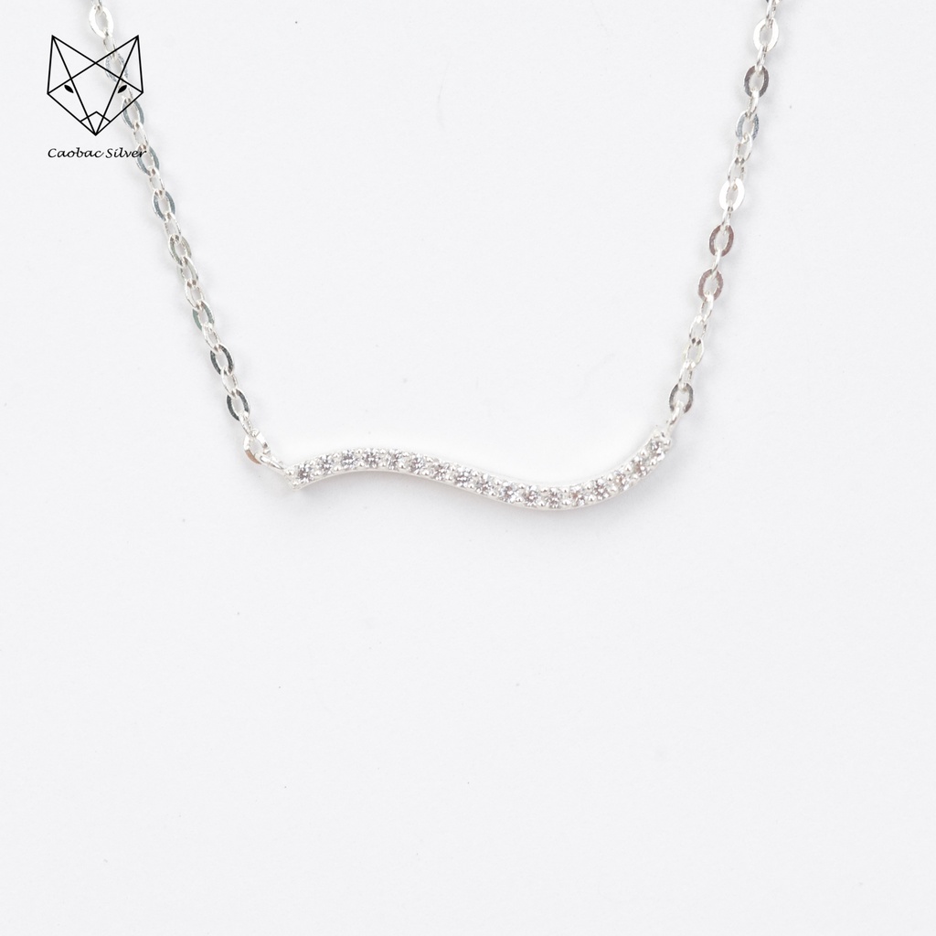 Dây Chuyền Bạc Ta Cao Cấp CaoBac Silver Thiết Kế Kiểu Dáng Sóng Đính Đá Lấp Lánh Độc Lạ Bắt Mắt Làm Quà Cho Bạn Nữ