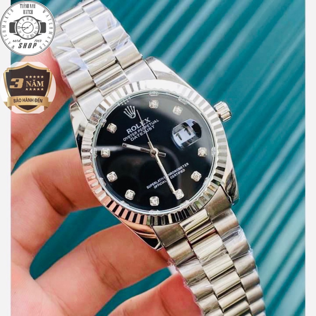 Đồng hồ nam Rolex, viền dập vân phay xước kim loại Mặt Sapphire chống xước, chống nước thẻ bảo hành 36 tháng