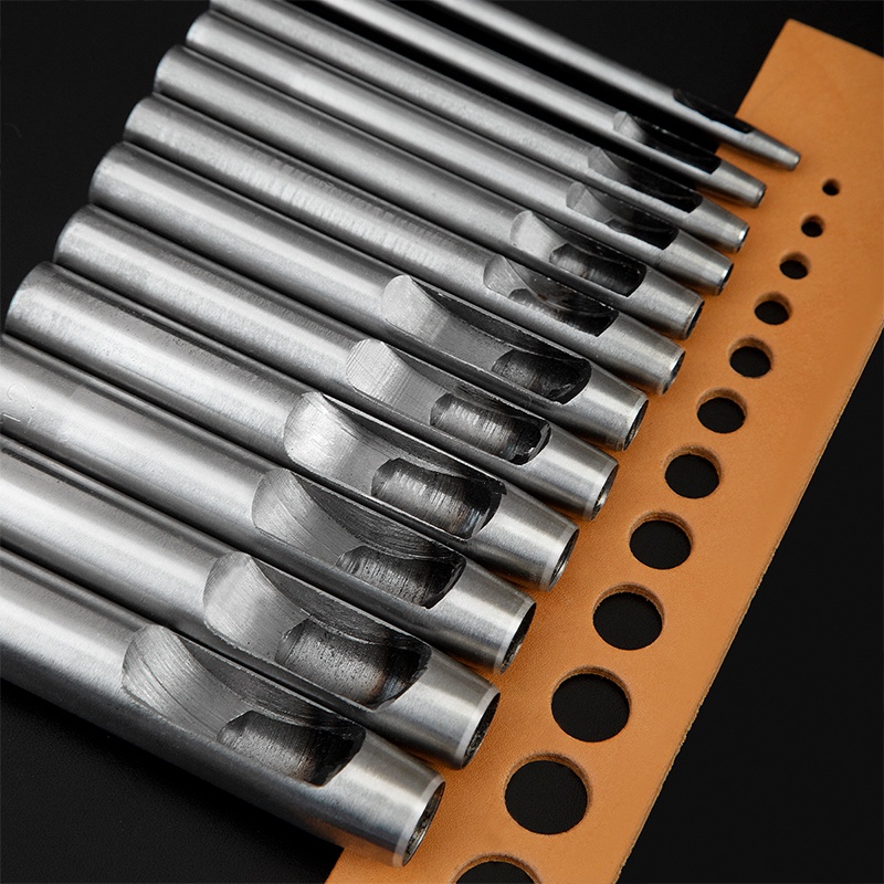 WUTA 6-15 Piece Hollow Punch Set Công cụ đục lỗ tròn Bộ dụng cụ làm việc bằng da bằng thép cho dây đeo, vải, nhựa, băng niêm phong