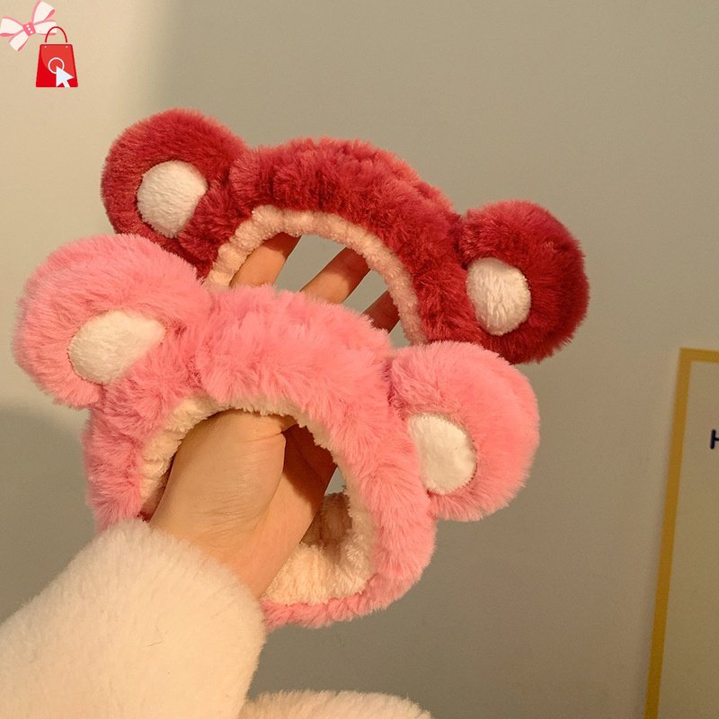 Băng Đô Cài Tóc Hình Gấu / Dâu Tây Dễ Thương Thời Trang Thu Đông Cho Nữ