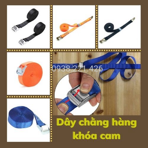 Dây chằng khóa cam 25mm 250kg màu cam/xanh/đen chằng cột hàng hóa tiện lợi