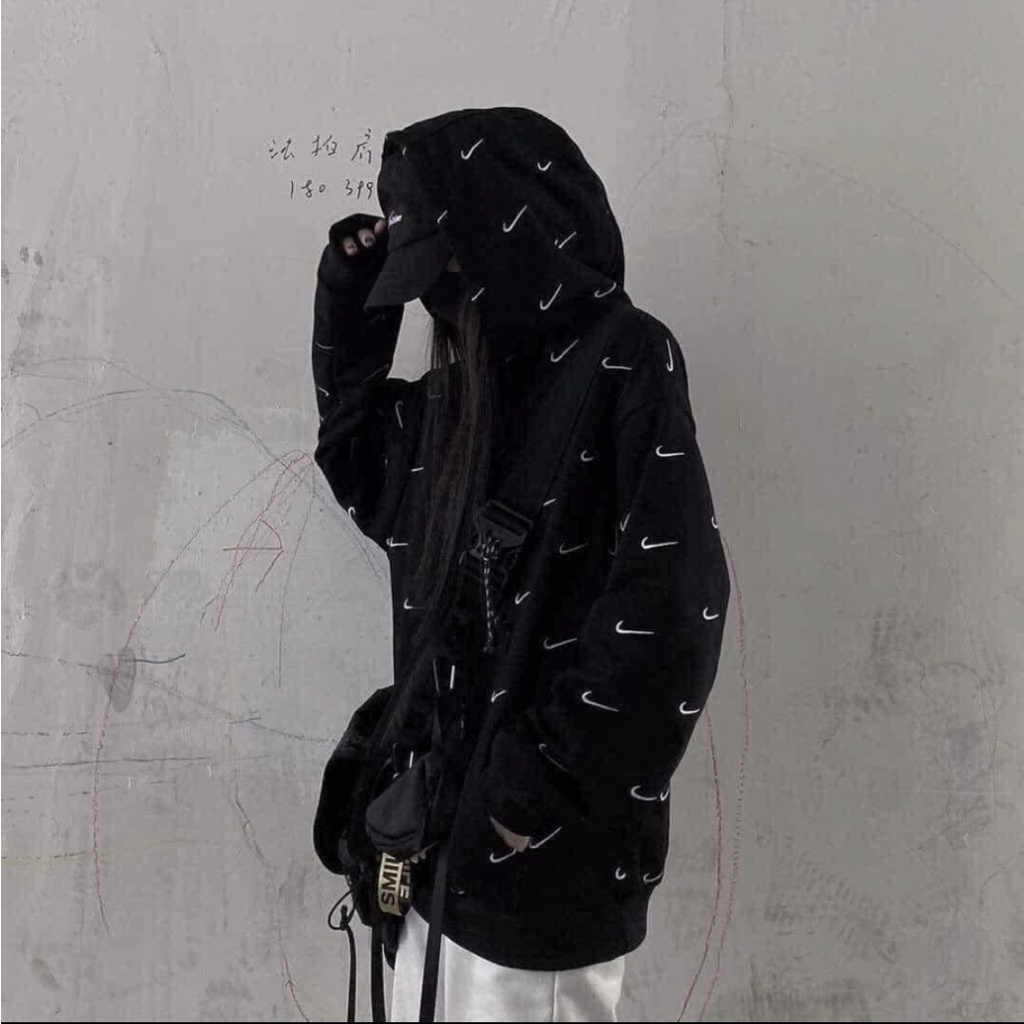 Áo Hoodie Nike Swoosh Nỉ Bông Dày Dặn Fom Rộng Unisex - Áo Hoodie Nam Nữ Mũ 2 Lớp Siêu Hot 2022