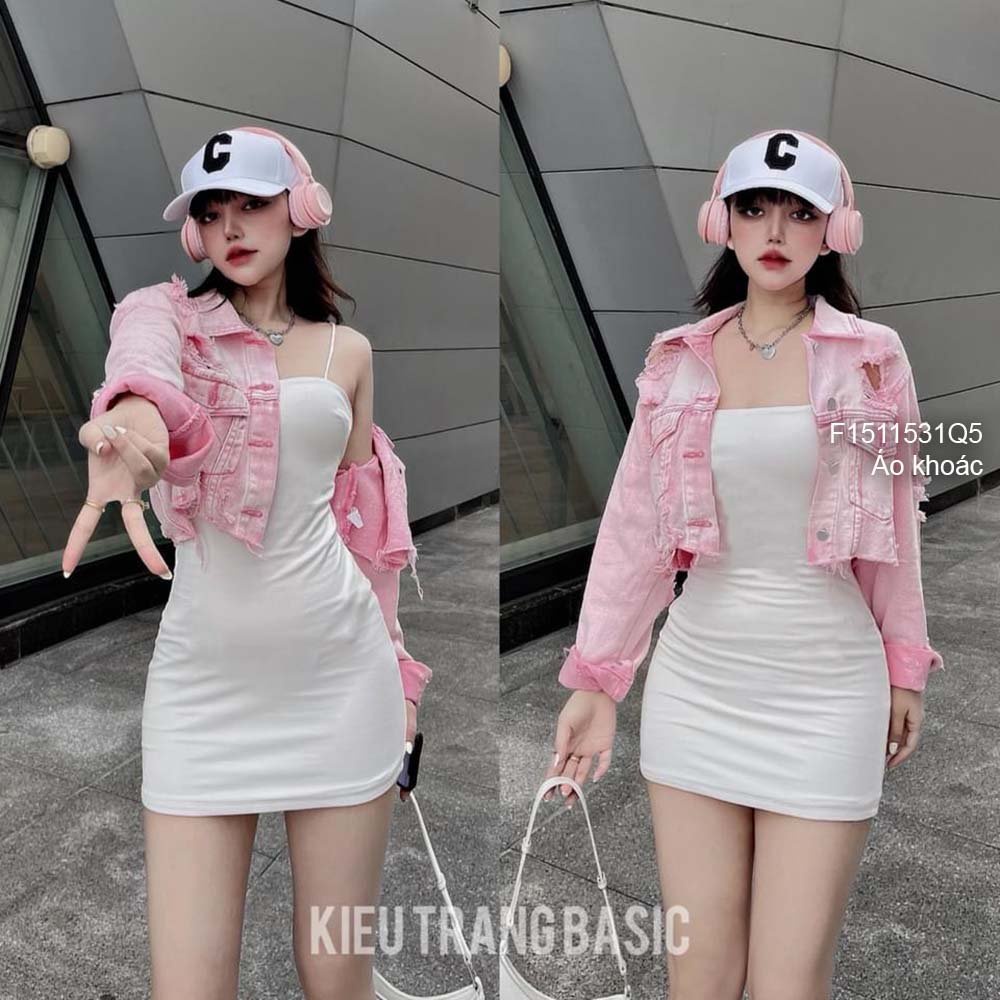 Áo khoác kaki jean rách croptop có túi cổ bẻ tay dài hàng đẹp! (kèm hình thật)