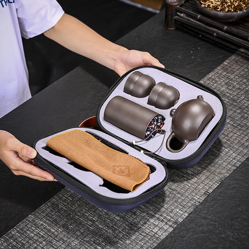 Bộ Ấm Trà Tử Sa Du lịch - Có Vali Xách Tay