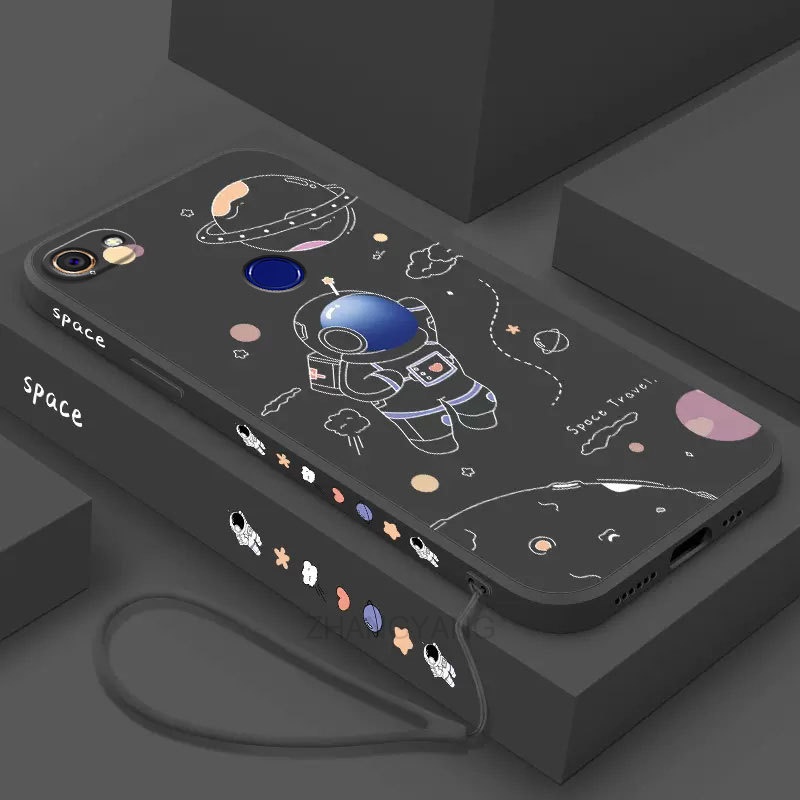 ốp lưng oppo f7 oppo f5 Ốp Điện Thoại Silicone TPU In Hình Phi Hành Gia Kèm Dây Đeo Cho oppo f7 oppo f5