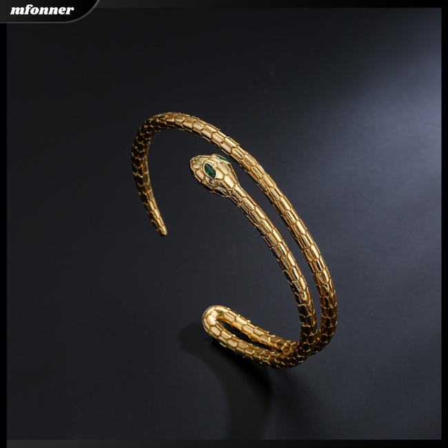 Vòng Tay Hở Hai Lớp Hình Đầu Rắn Phong Cách Hip hop Thời Trang Cho Nữ