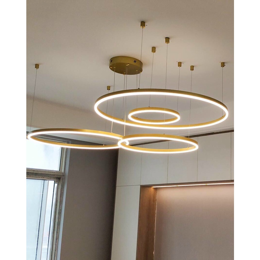 Đèn thả decor tách đế riêng biệt,Đèn trang trí phòng khách hiện đại khung hợp kim sơn tĩnh điện ánh sáng 3 chế độ màu