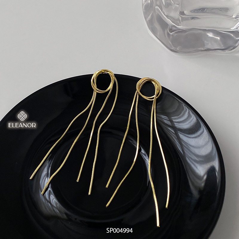 Bông tai nữ dáng dài Eleanor Accessories hình tròn phối tua rua phụ kiện trang sức 4994