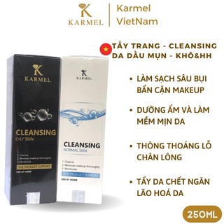 Nước tẩy trang sạch sâu giúp thu nhỏ lỗ chân lông trắng da mờ thâm cho da dầu, Da khô 250ml - Cleansing Normal Karmel