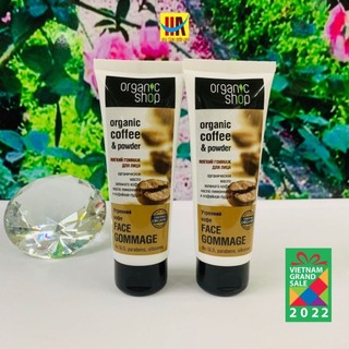 Tẩy da chết mặt Organic shop Organic coffee & powder. Tẩy da chết cà phê. Tẩy tế bào chết da mặt.Tẩy tế bào chết Organic