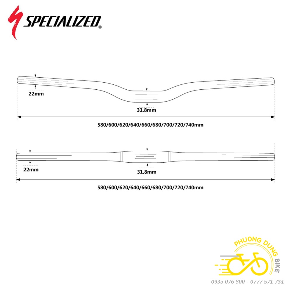 Ghi đông ngang Carbon T800 xe đạp S-WORKS 31.8x 660mm