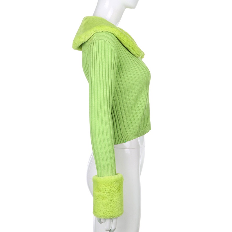 Áo Khoác Cardigan Màu Trơn Cổ Phối Lông Dáng Ôm Thời Trang Mùa Thu Cho Nữ