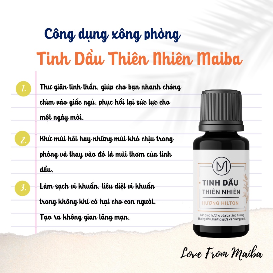 Tinh dầu nguyên chất MAIBA xông phòng hương thơm thiên nhiên 5ML