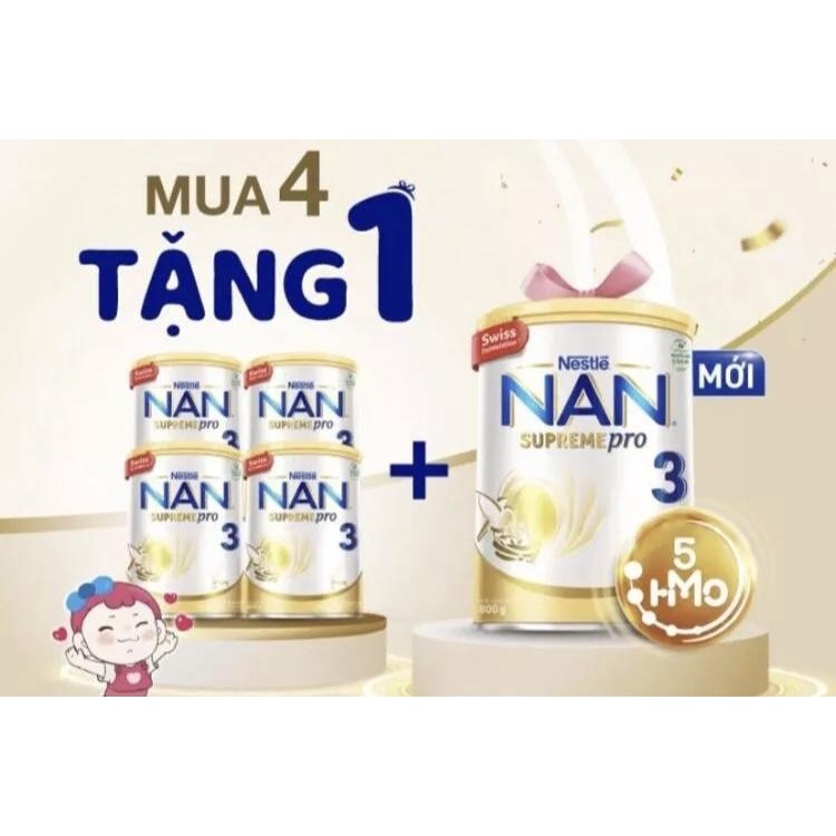 ( MUA 4 LON TẶNG 1 LON ÁP DỤNG 01-26/11/22 Combo 4 Sữa NAN SUPREME PRO số 3 800g (2-6 tuổi)( tặng Nồi Cơm Đa Năng)