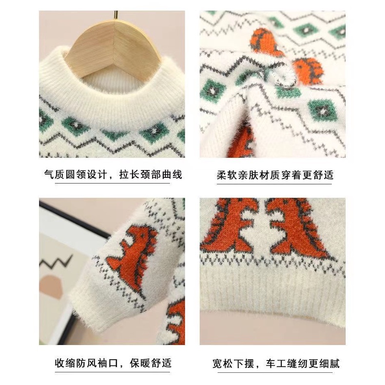Áo Sweater Lông Cừu Dày Chui Đầu Cổ Tròn Thời Trang Thu Đông 2022 Mới Cho Bé Trai