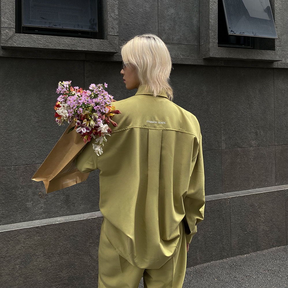 COMMON SENSE - Quần áo sơ mi unisex oversized màu vàng mù tạt
