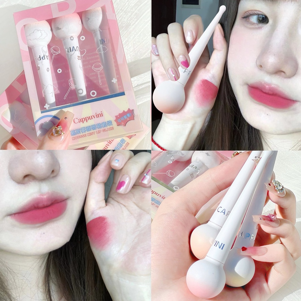 Bộ Son Môi Dưỡng Ẩm Lâu Trôi Chống Thấm Nước Màu Nhung Lì Dễ Thương