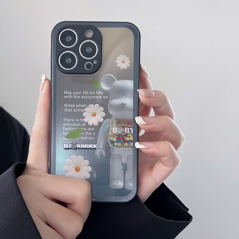 Ốp Điện Thoại Kính Cường Lực In Hình Hoa Cúc Gấu kaws Cho iPhone 14promax 14 13promax 12 11 X XS XSMAX