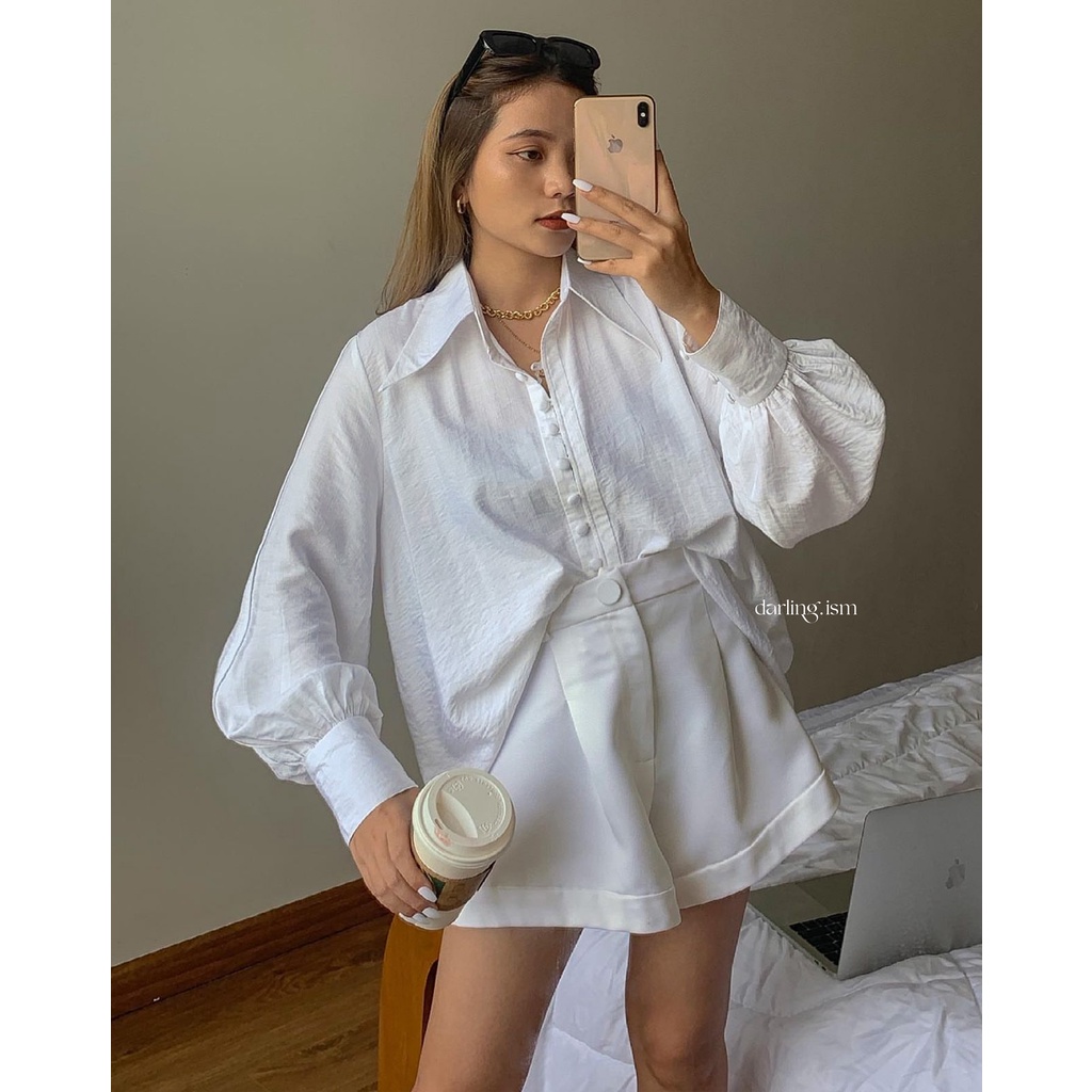 DARLING.ISM - Áo sơ mi trắng tay phồng Mariposa blouse