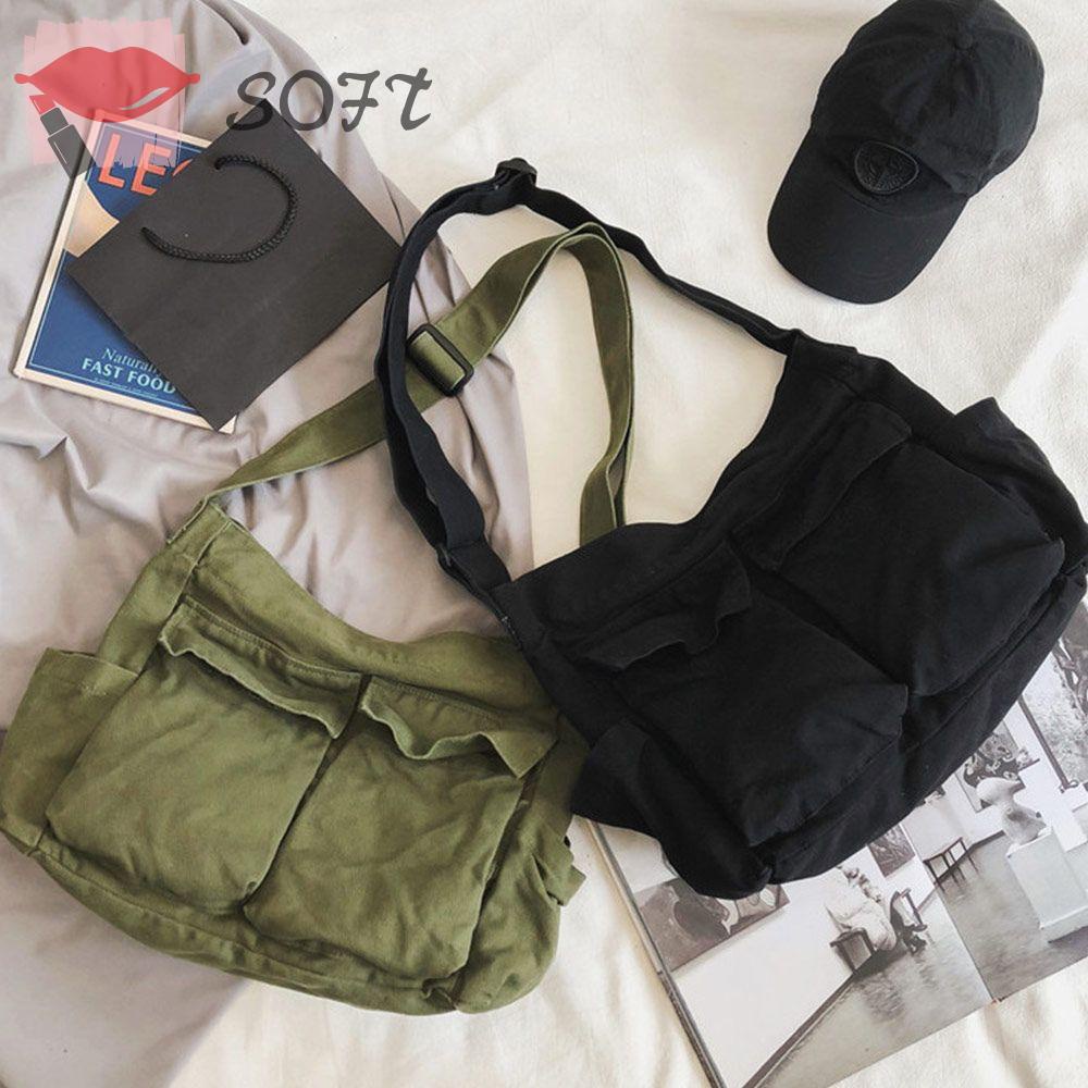 Túi Xách Đeo Vai Vải Bạt Mềm Thời Trang Nữ Sành Điệu