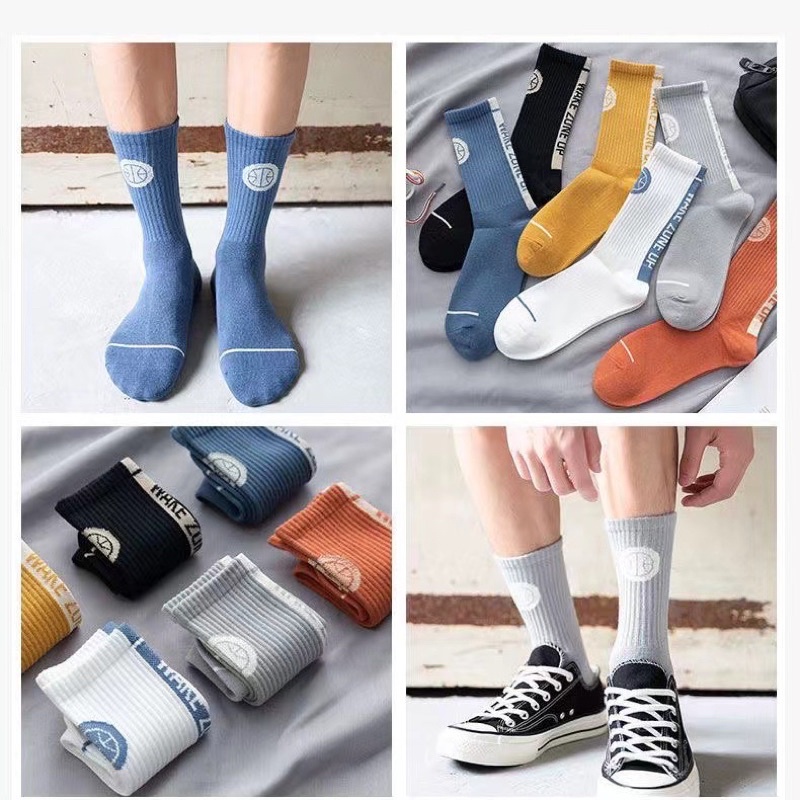Tất nam nữ cổ cao nhiều màu sắc phong cách thể thao, tất vớ unisex cá tính