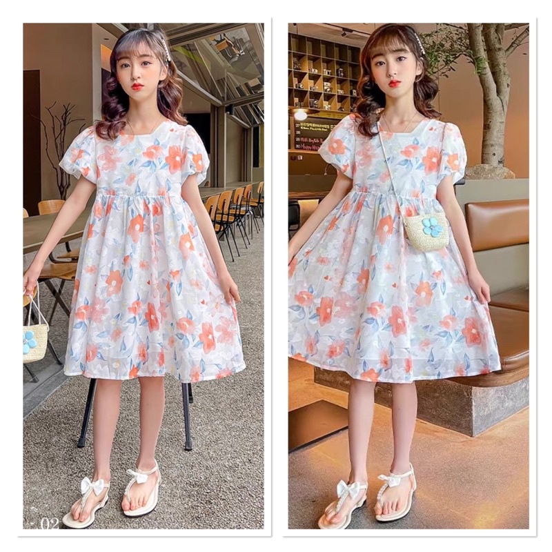 Đầm Melisa hoa tay phồng cho bé gái