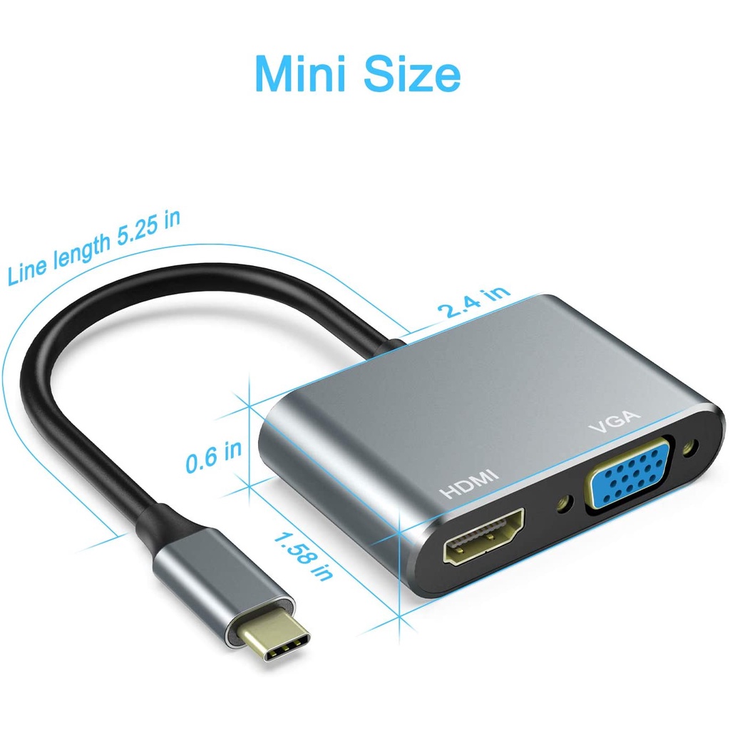 Hub Chuyển Đổi USB C Sang HDMI 4K Cho MacBook Air LenovoYoga Dell XPS 13