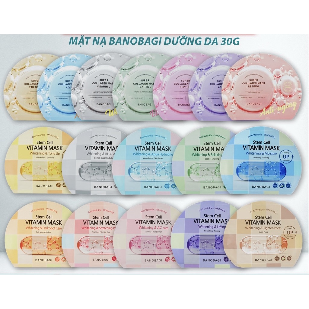 Mặt nạ Banobagi dưỡng ẩm, bổ sung Vitamin Vita Genic Jelly Mask các loại - Bebeauskinshop